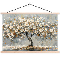 POSTER Baum - Blumen - Weiß - Natur - Kunst 120x80 cm - Weiß, Textil (120/80/0.15cm) - MuchoWow