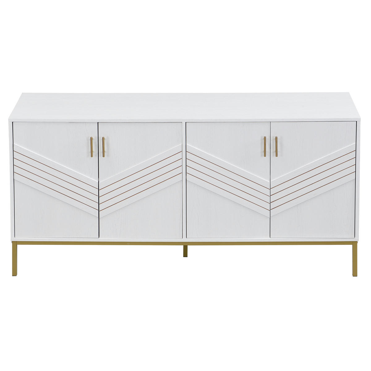SIDEBOARD z MDF, 160/40/80,5 cm bílý/dekor dřeva se 4 dvířky - bílá, kompozitní dřevo (40/80.5/160cm) - BEAOK