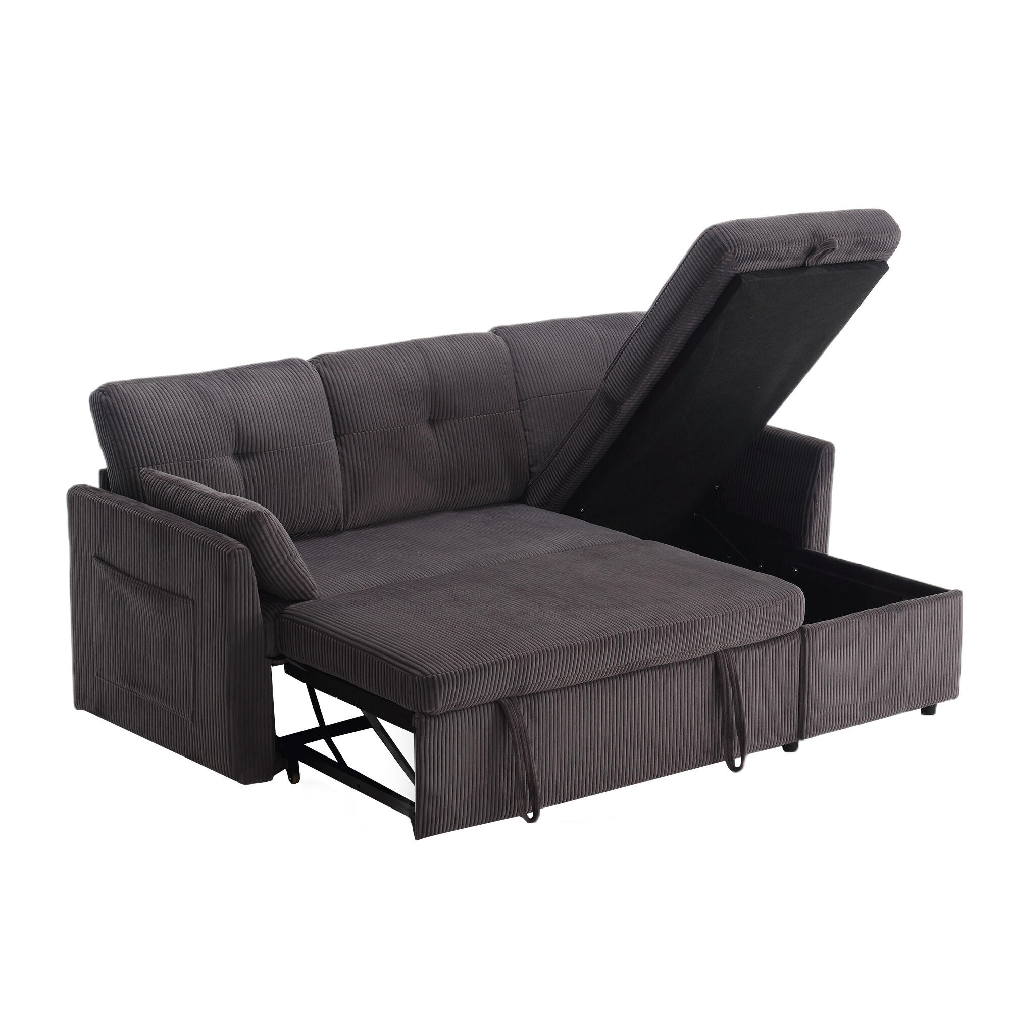 Evryae Ecksofa Dunkelgrau 206x108 cm