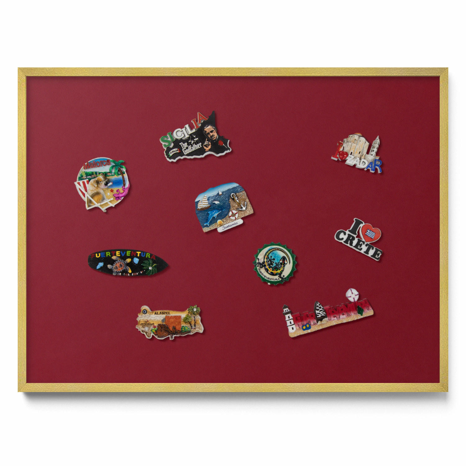 MAGNETTAFEL 80x60 cm Goldener Rahmen Burgunderrot - Rosa, Metall (80/60/0.4cm) - TULUP