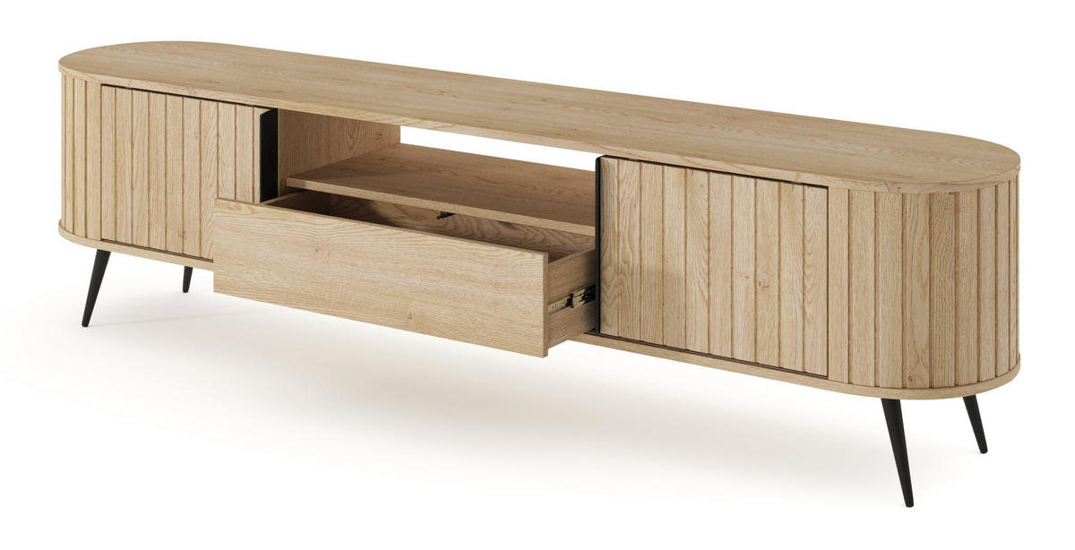 TV-LOWBOARD 195 Delano cm mit Schublade, Eiche Cremona - Eichefarben, Holz (196/51/40cm) - Emporius