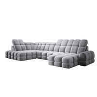 ECKSOFA TOLLO Salvador-stoff U-form 400x217x105 cm grau - Grau, Holz/Textil (400/217cm) - DomoHome