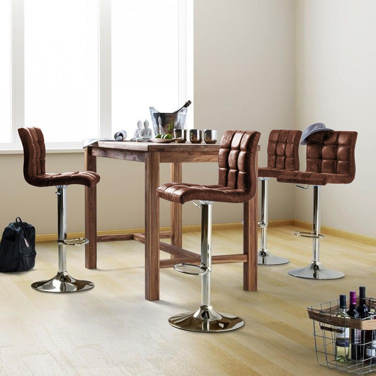 BARHOCKER - Chromfarben/Braun, Kunststoff/Metall (46/97/50cm) - home24