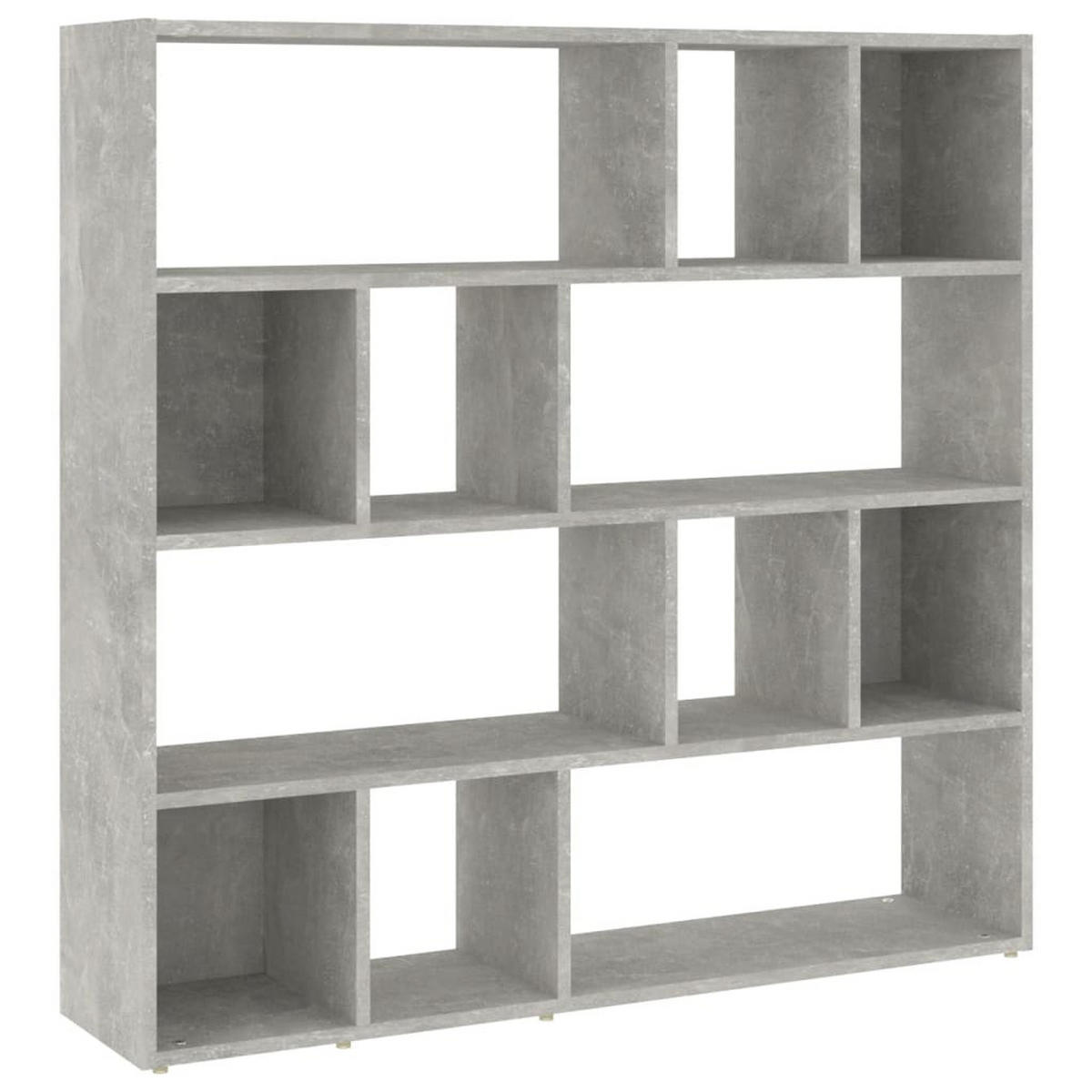 BÜCHERREGAL mit 12 offene Fächer, 105/24/102 cm, aus Holzwerkstoff, Betongrau - Grau, Holz (105/102/24cm) - vidaXL
