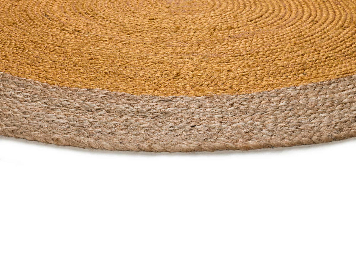 HANDWEBTEPPICH Senffarben Mahon 120/120 cm - Dunkelgelb/Naturfarben, Naturmaterialien (120/120cm) - Atticgo