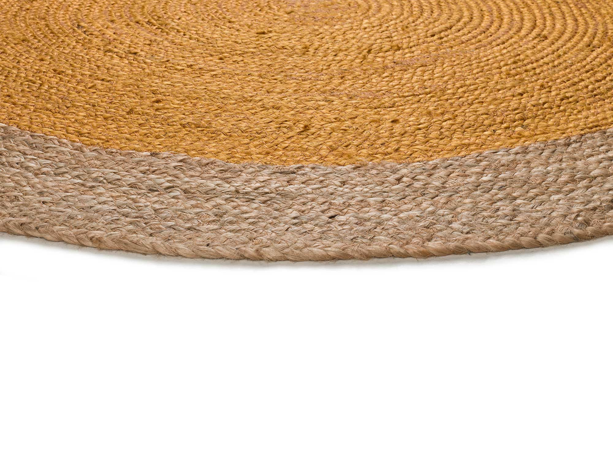 Thumbnail - Atticgo Handwebteppich, Dunkelgelb, Natur, Naturmaterialien, Mode, Rund, 120x120 cm, Oeko-Tex® Standard 100, antistatisc...