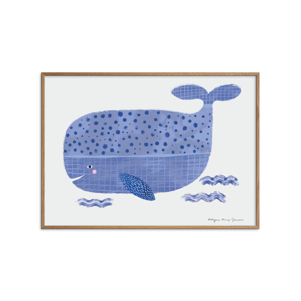 POSTER mit Rahmen Wild Apple - Whale - Blau/Eichefarben, Holz/Papier (30/40cm) - Poster&Frame