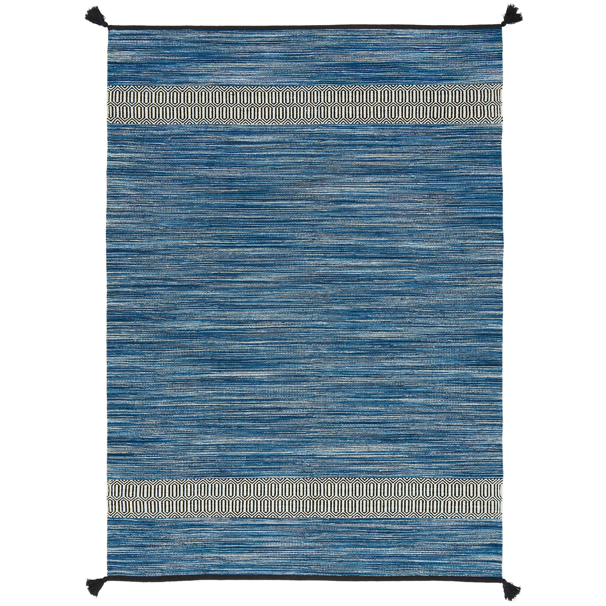 NATUR BAUMWOLLE TEPPICH KELIM TOSKANA - Blau, Textil (90/160cm) - Pergamon