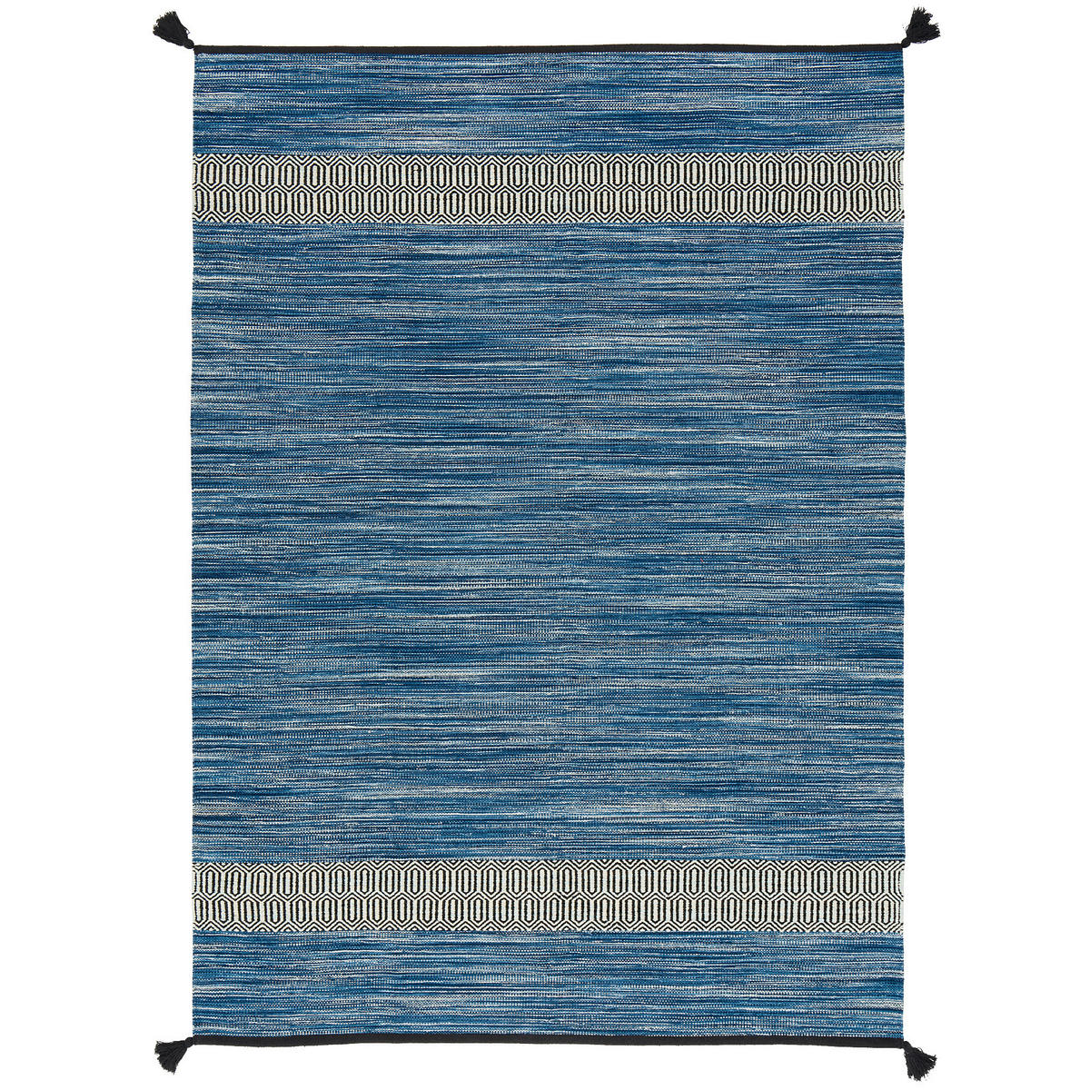 NATUR BAUMWOLLE TEPPICH KELIM TOSKANA - Blau, Textil (90/160cm) - Pergamon