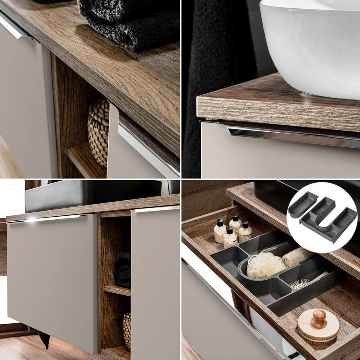 BADMÖBEL-SET 11-TLG. Puebla-56 - Beige, Holzwerkstoff (180/200/46cm) - Lomado