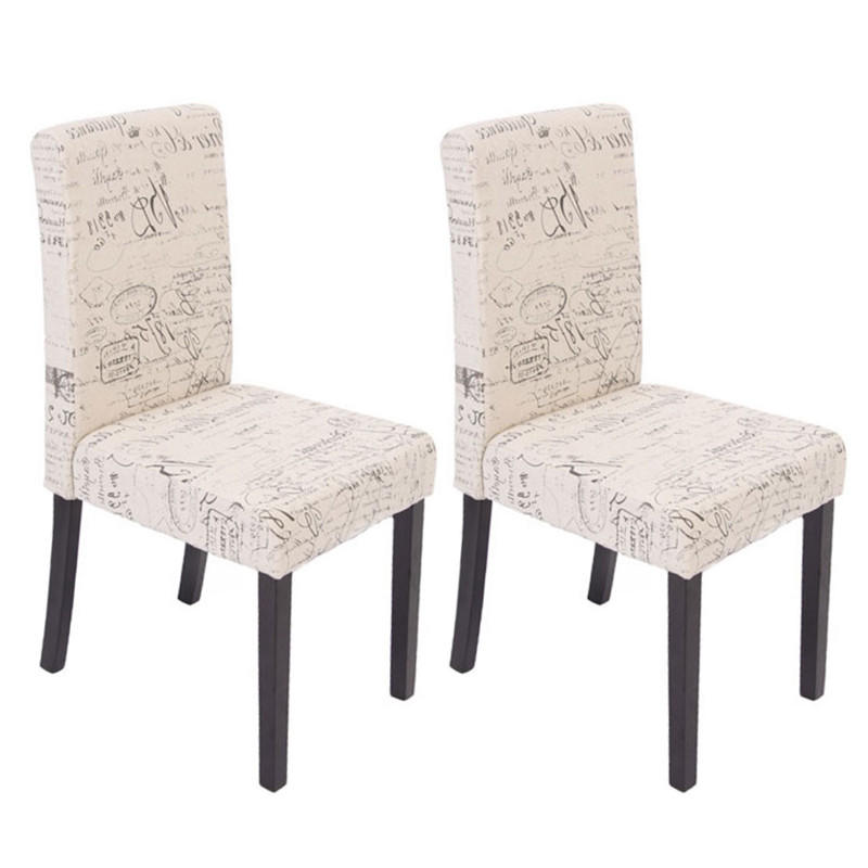 ESSZIMMERSTUHL 2er-Set klassisch und zeitlos 90x43x56cm Sitzhöhe 45cm Textil mit Schriftzug dunkle Beine Creme - Beige, Textil (43/90/56cm) - CHEFGASTRO