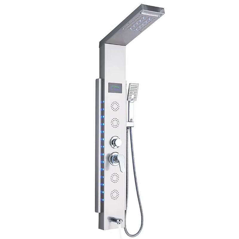 ÜBERKOPFBRAUSESET Silber LED Edelstahl Regendusche Massagedusche Duschpaneel - Silberfarben, Metall (15/125/46cm) - Kaket