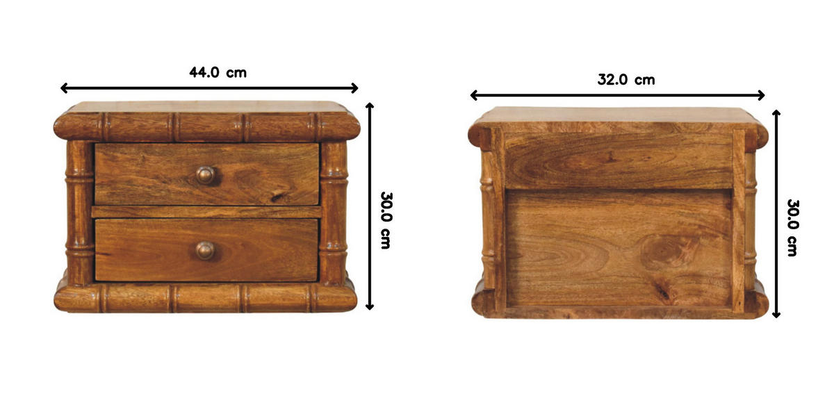 NACHTKASTEN mit Amber Oak Finish, 2 Schubladen - Beige, Holz (44/8.5/32cm) - Artisan Furniture