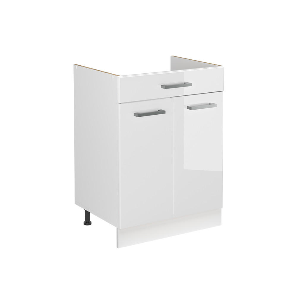 SPÜLENUNTERSCHRANK R-Line, Weiß Hochglanz/Weiß, 60 cm ohne Arbeitsplatte - Weiß Hochglanz/Weiß, Holzwerkstoff (60/81.6/46cm) - Vicco