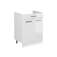 SPÜLENUNTERSCHRANK R-Line, Weiß Hochglanz/Weiß, 60 cm ohne Arbeitsplatte - Weiß Hochglanz/Weiß, Holzwerkstoff (60/81.6/46cm) - Vicco
