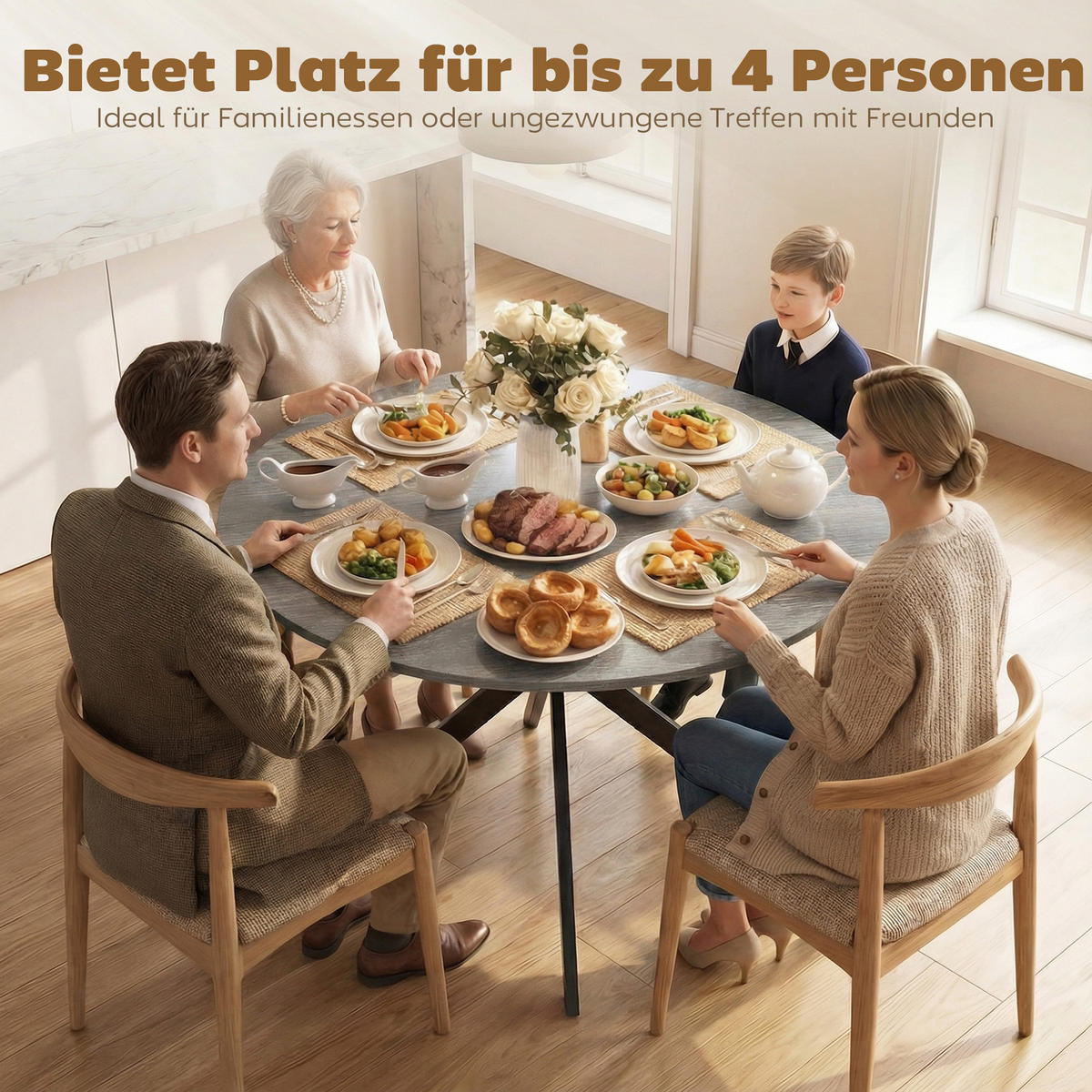 ESSTISCH Grau 100.0/100.0/75.0 - Grau, Holzwerkstoff (100/100/75cm)