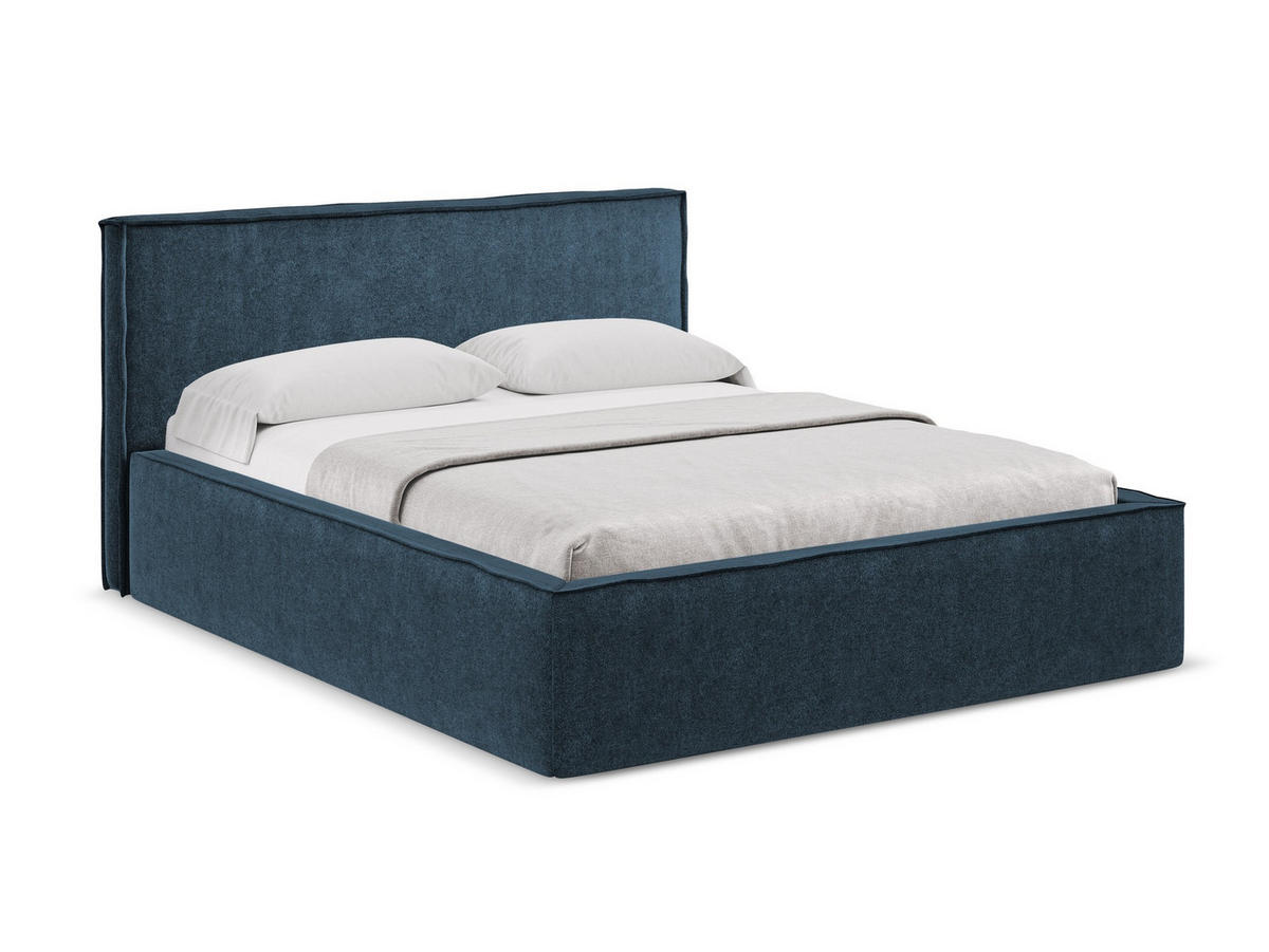 POLSTERBETT mit Bettkasten und Lattenrost 180x228 Blau - Blau/Schwarz, Kunststoff/Textil (160/200cm) - Makamii