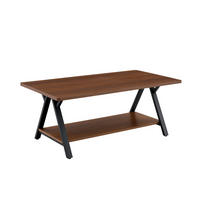 COUCHTISCH aus MDF und Metall 110x57x44,5 cm in Walnuss mit Stauraumregal - Walnussfarben, Holzwerkstoff (110/57/44.5cm) - Modfu