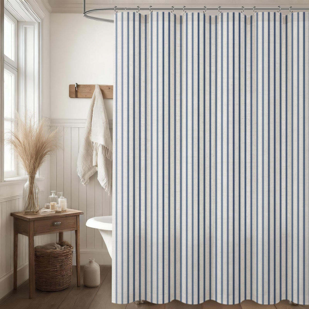 DUSCHVORHANG –Blau (B 220 × H 180 cm) - Blau, Textil (220/180cm)