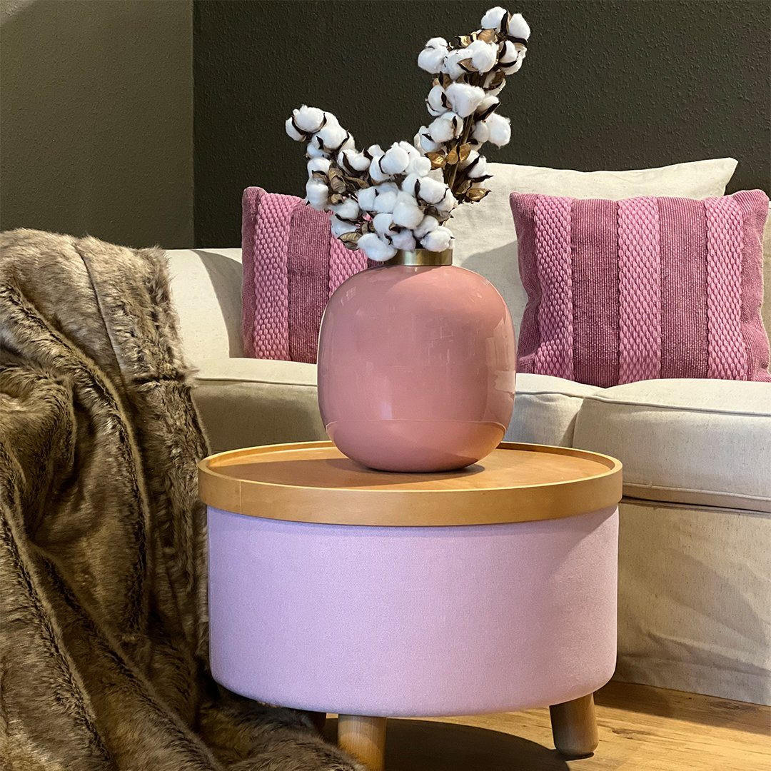 HOCKER BEISTELLTISCH Molde Ø50x40cm, Rosa - Rosa, Textil (50/50/40cm)