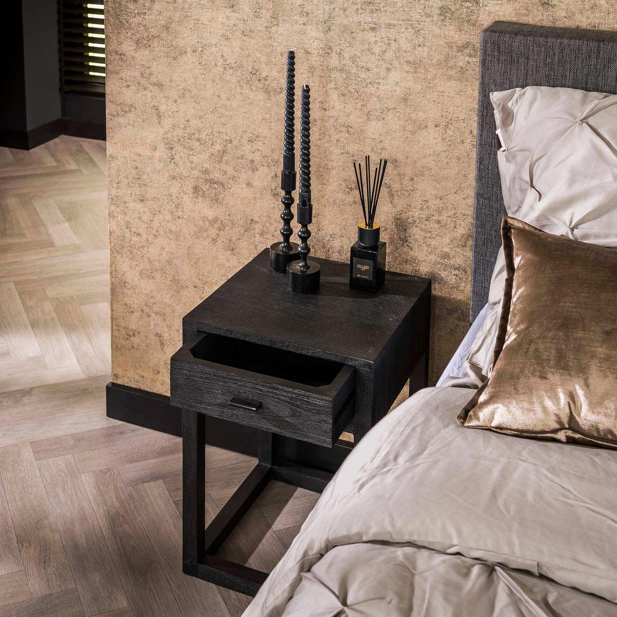 NACHTTISCH Schwarz Schwarz 35/35/50 cm - Schwarz, Holz (35/50/35cm) - Hoyz Collection