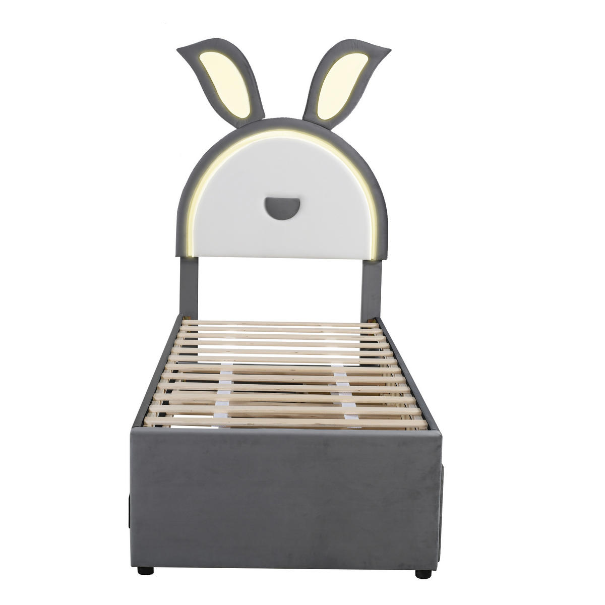 KINDERBETT 90x200 cm LED Rollbett grau - Grau, Textil (90/200cm) - LEBENLANG