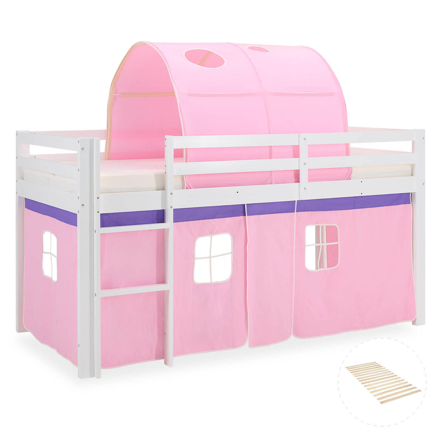 HOCHBETT mit Lattenrost Tunnel 90/200 cm Rosa - Weiß/Rosa, Holz (90/200cm) - Homestyle4u