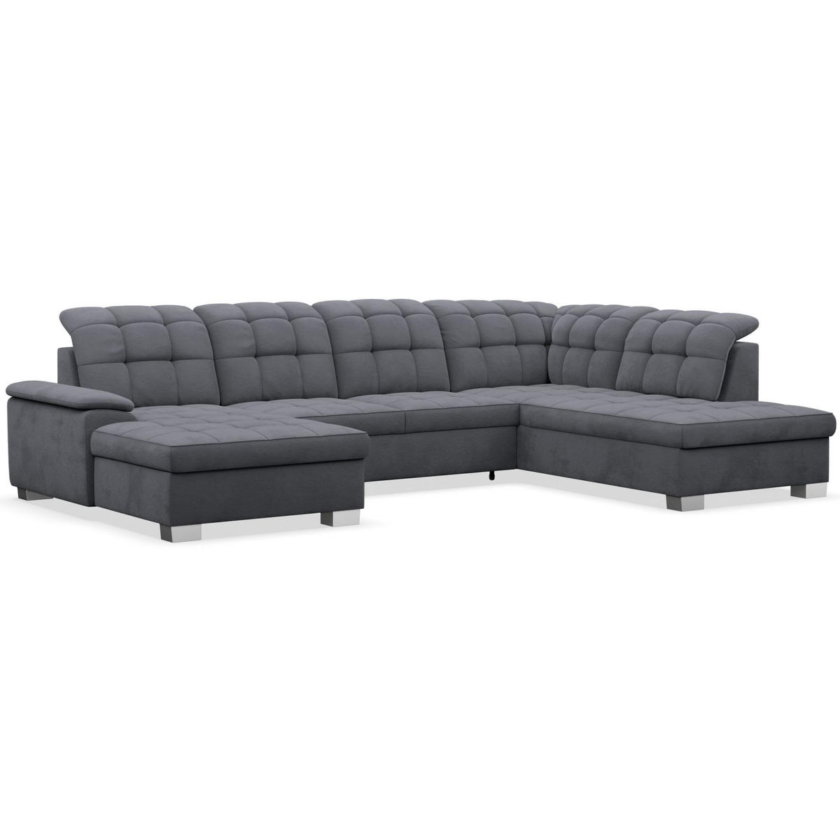 WOHNLANDSCHAFT Jamaal Dunkelgrau Velours linksseitig - Dunkelgrau/Schwarz, Textil (330/106/212cm) - Selsey