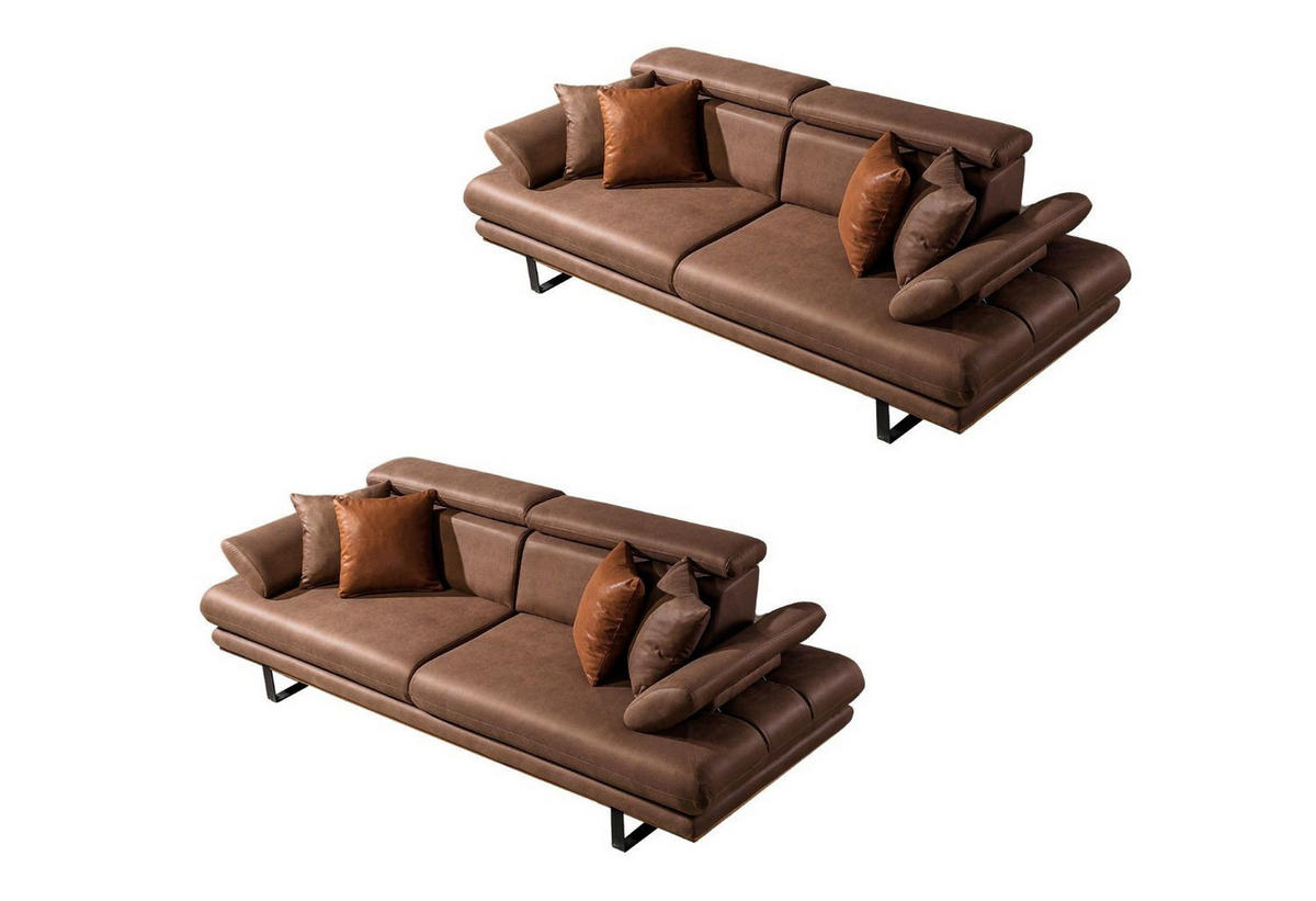 SITZGARNITUR Energy Grau-Seidengrau Stellvariante:3+3 - Braun, Holz (240/80/100cm) - Villa Möbel