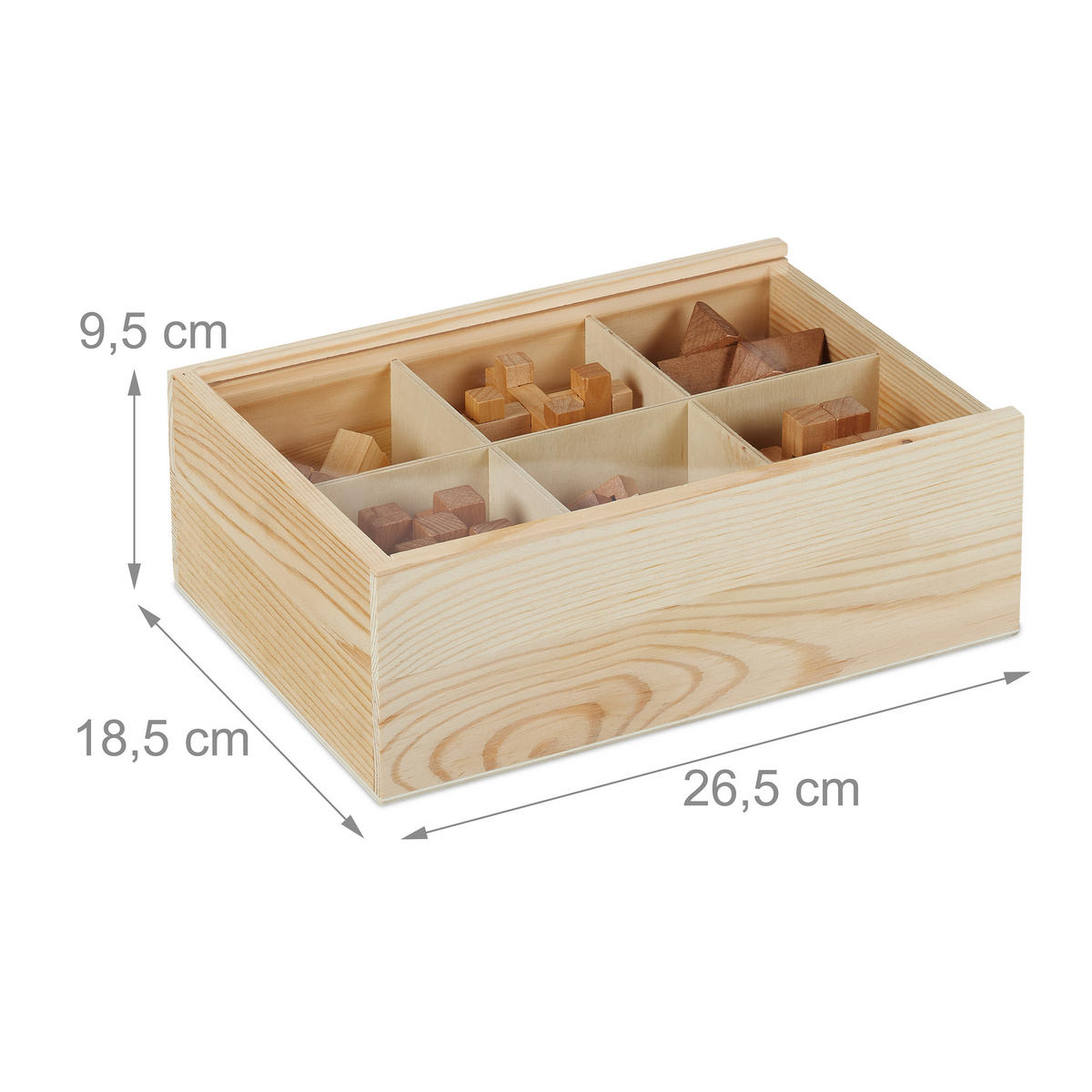 KNOBELSPIELE - Hellbraun, Holz (26.5/18.5cm) - Relaxdays