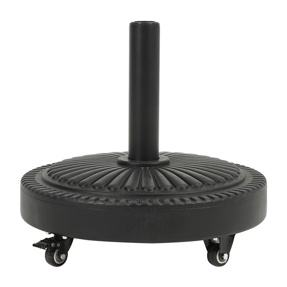 SONNENSCHIRMSTÄNDER Sonnenschirmfuß mit Rollen aus PE + Concrete mit dekorativem Muster Schwarz standfest ohne Befüllen Ø45 × 30 cm 25 kg - Schwarz, Metall (45/45cm) - Livingandhome
