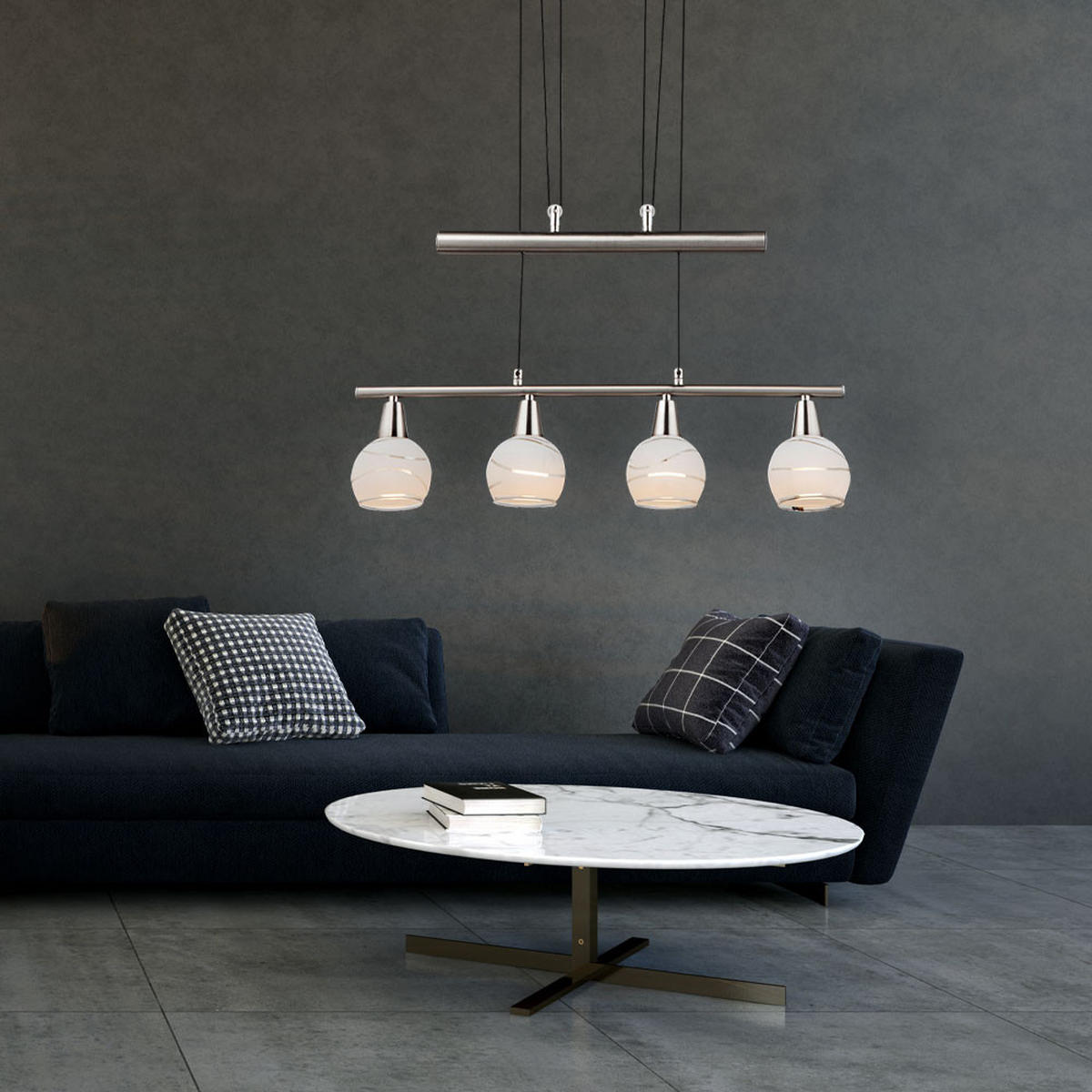 LED HÄNGELEUCHTE Metall Silber - Silberfarben, Glas (60/10/160cm) - Globo Lighting