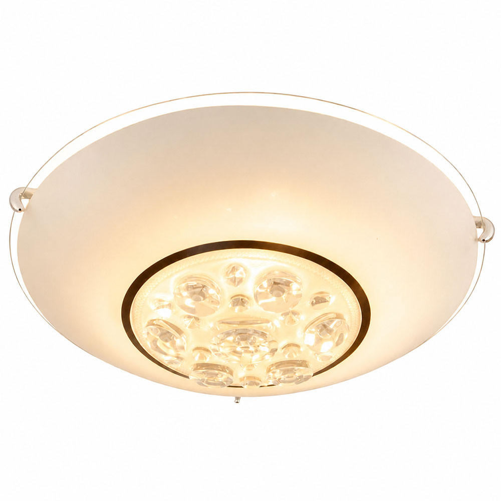 LED DECKENLEUCHTE Metall Kristalloptik Silber - Silberfarben, Glas (25/25/10cm) - Globo Lighting