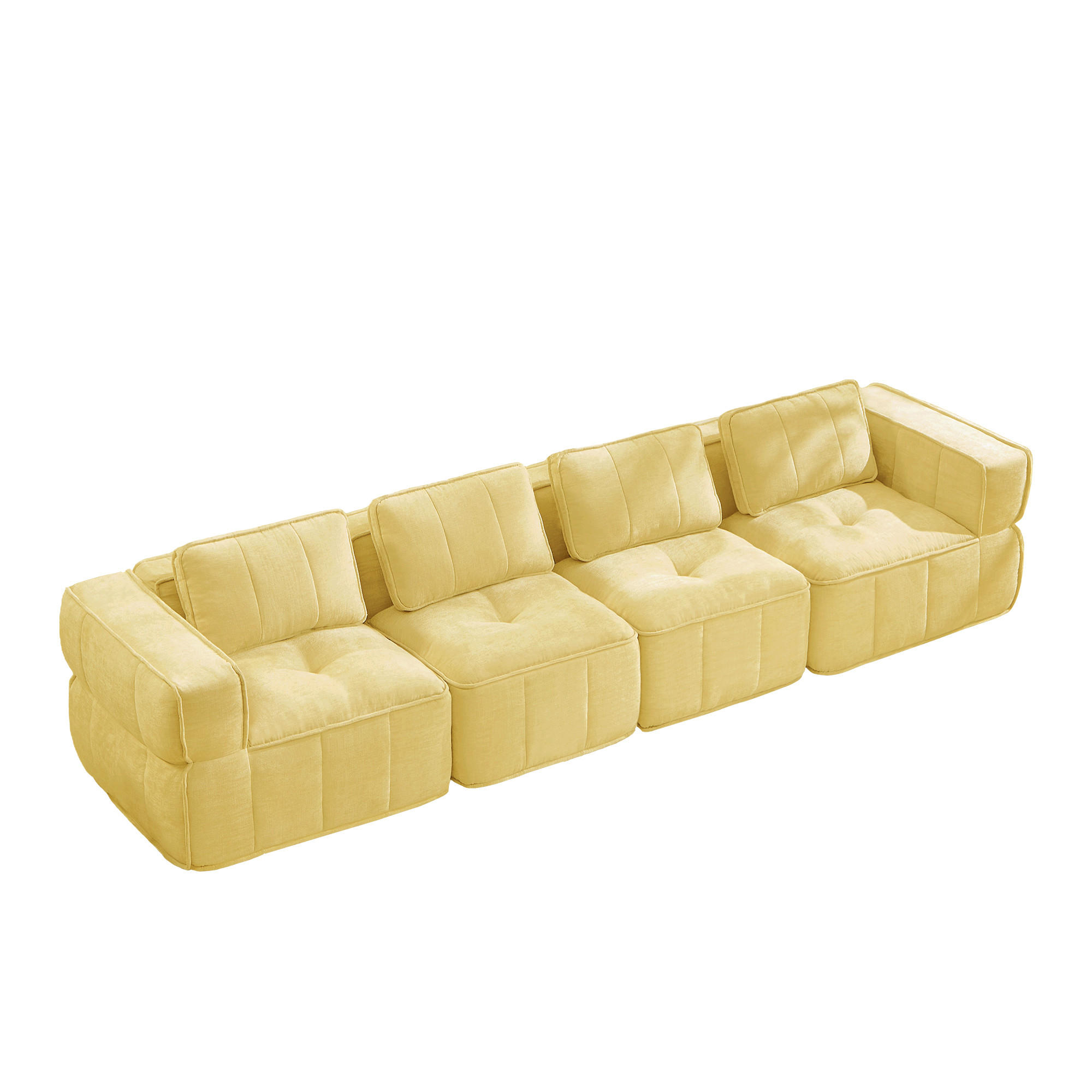 4-SITZER-SOFA DE-34428 mit stützenloses Design Gelb - Gelb, Textil (93/67/344cm) - ComfortXL