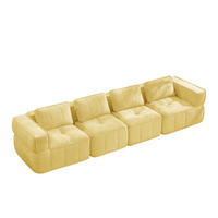 4-SITZER-SOFA DE-34428 mit stützenloses Design Gelb - Gelb, Textil (93/67/344cm) - ComfortXL