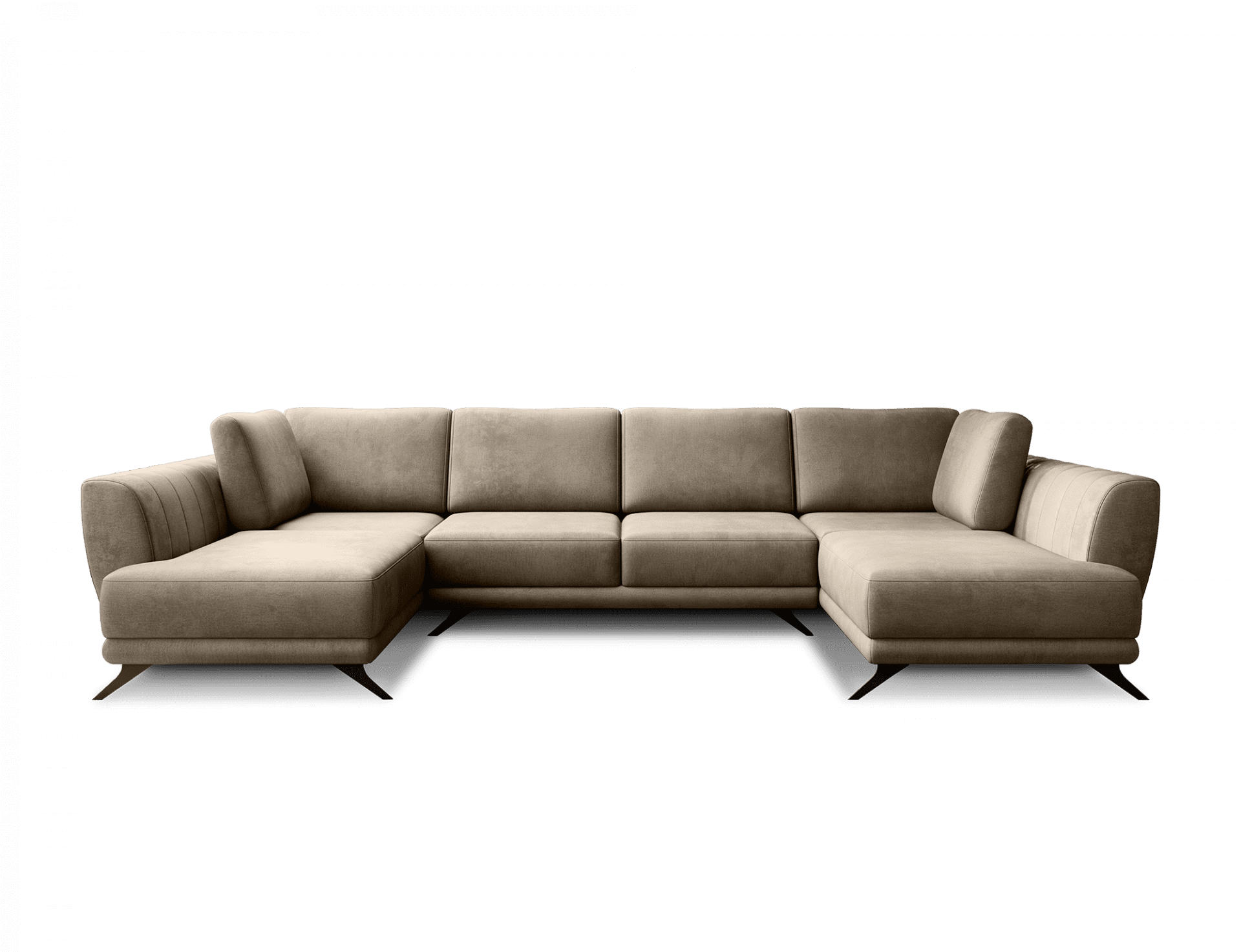 WOHNLANDSCHAFT mit Schlaffunktion & Bettkasten, luxus Nube-Stoff - Hellbraun/Schwarz, Textil/Metall (362/90/191cm) - Eltap