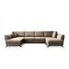WOHNLANDSCHAFT mit Schlaffunktion & Bettkasten, luxus Nube-Stoff - Hellbraun/Schwarz, Textil/Metall (362/90/191cm) - Eltap