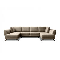 WOHNLANDSCHAFT mit Schlaffunktion & Bettkasten, luxus Nube-Stoff - Hellbraun/Schwarz, Textil/Metall (362/90/191cm) - Eltap