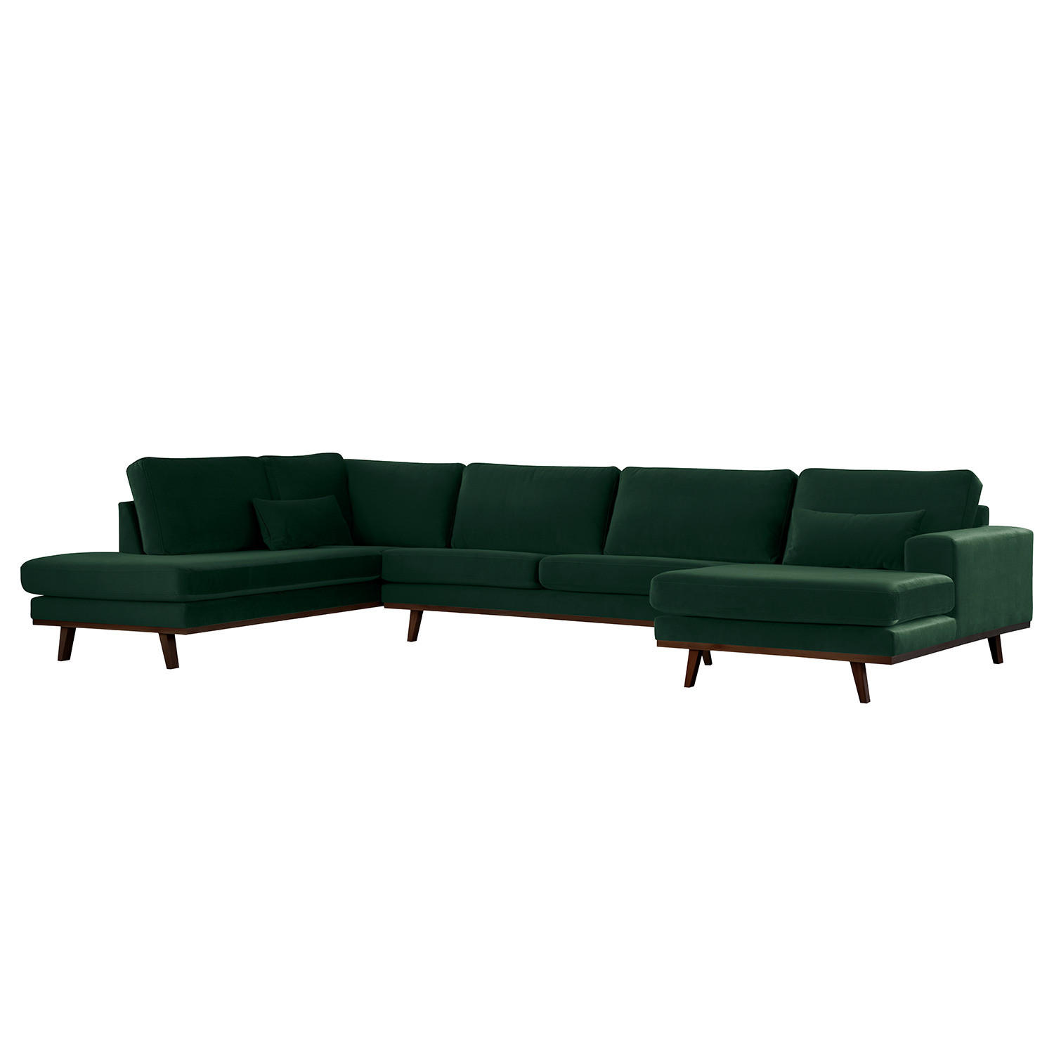 WOHNLANDSCHAFT mit Longchair - Buchefarben/Grün, Textil (371/81/219cm) - home24