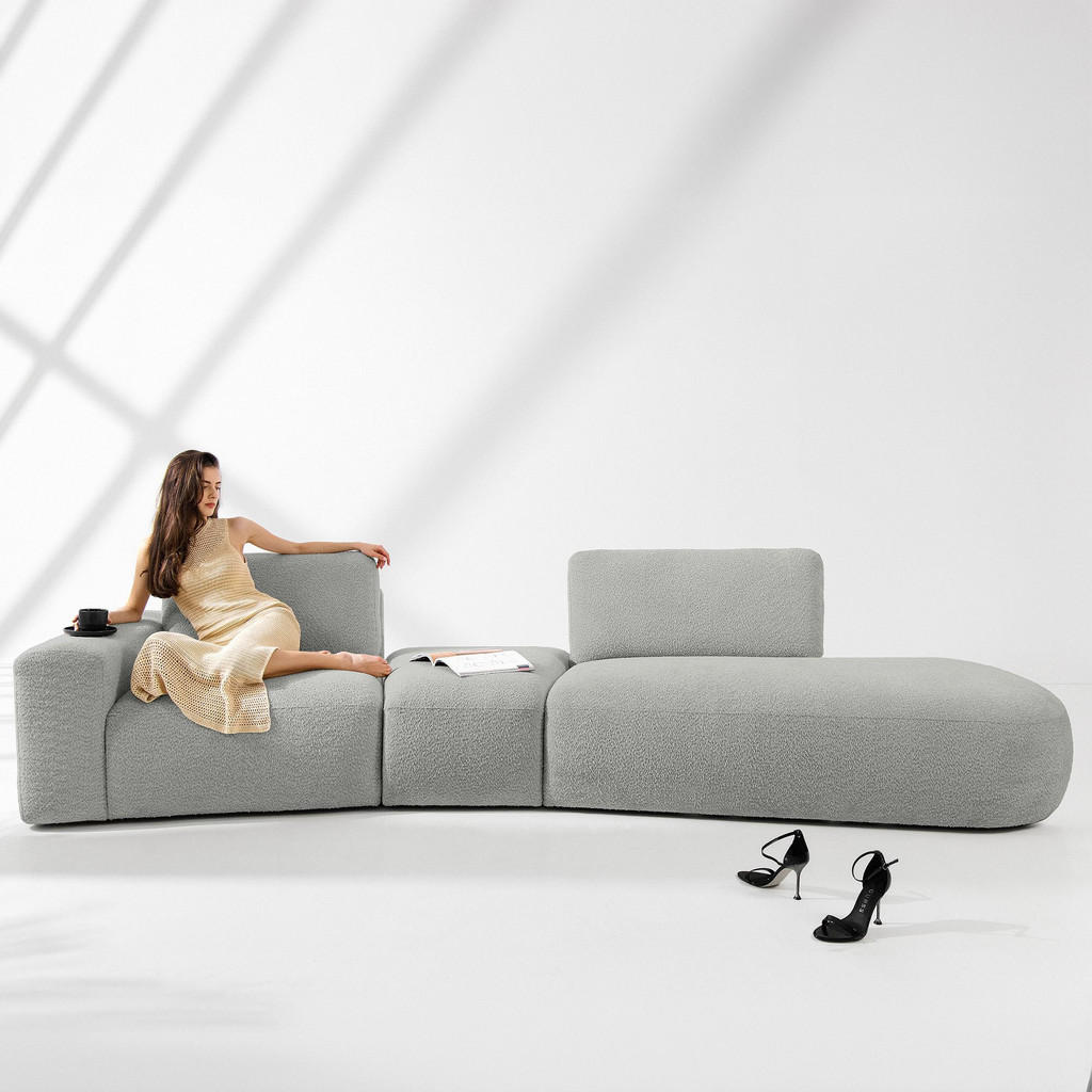 Thumbnail - Konsimo® 4-Sitzer, Hellgrau, Textil, L-Form, 350x84x105 cm, Wohnzimmer, Sofas & Couches, Sofas