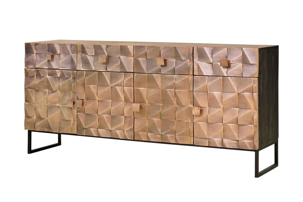 SIDEBOARD aus Mangoholz und Bronze - Dunkelbraun, Holz (42/80/170cm) - Giner y Colomer