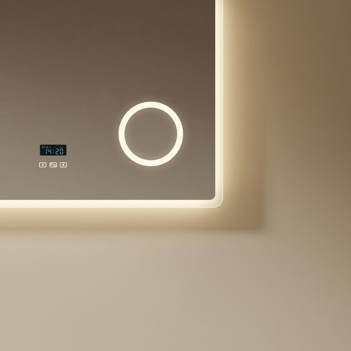 KOUPELNOVÉ ZRCADLO s Bluetooth osvětlením se 3 tlačítky a integrovaným kosmetickým zrcátkem, 80/60 cm - průhledná, sklo (80/60/3.5cm) - EMKE