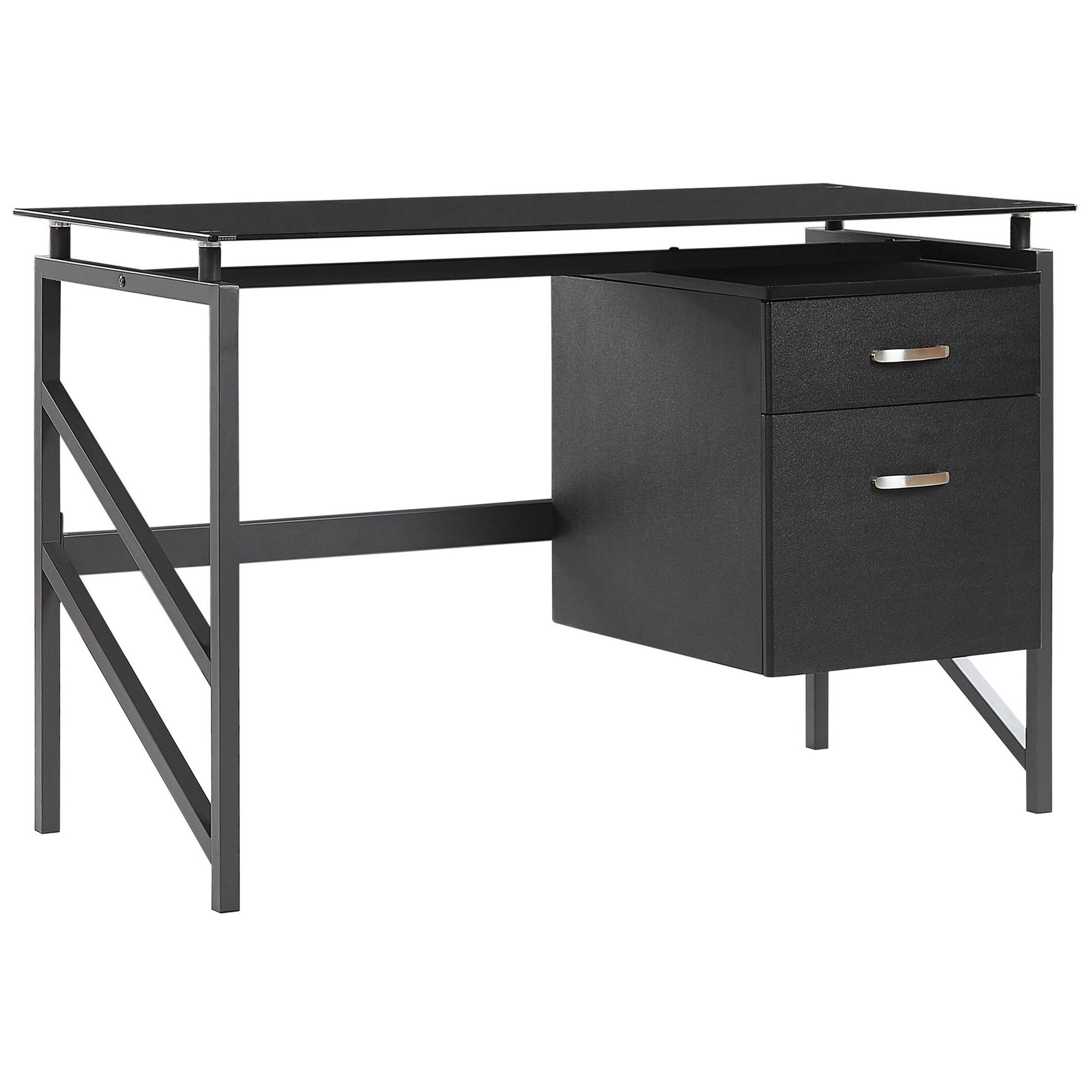 SCHREIBTISCH schwarz 117/57/76 cm Moriton - Schwarz, Holzwerkstoff (57/117/76cm) - Beliani