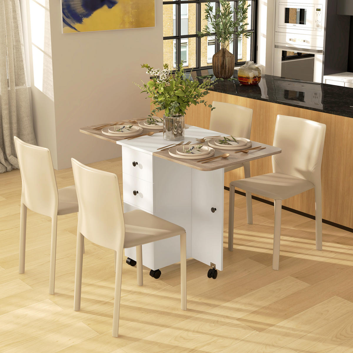 ESSTISCH Weiß und natürlich 1 Stück - Weiß, Kunststoff (120/60/76.5cm) - GiPP