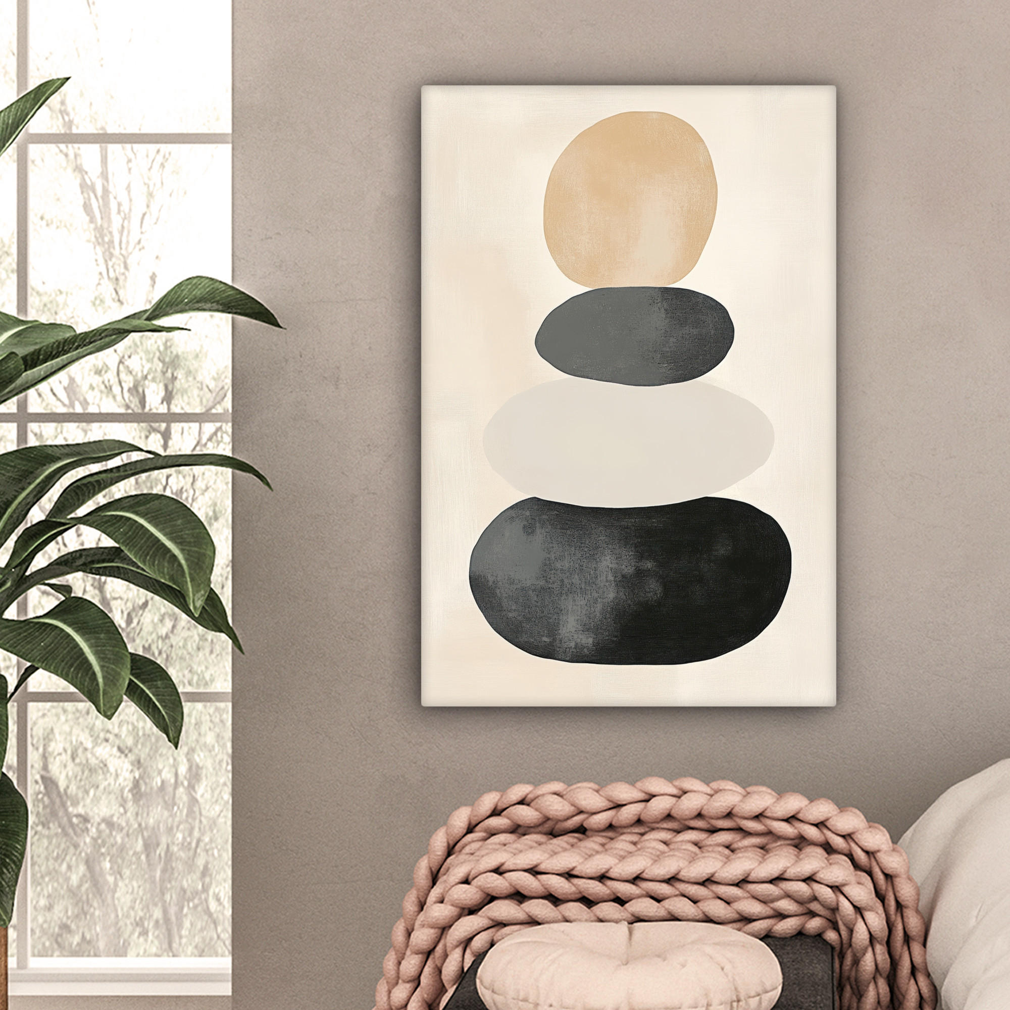 LEINWANDBILD Japandi - Wabi sabi - Beige 40x60 cm - Taupe, Textil (40/60cm) - MuchoWow