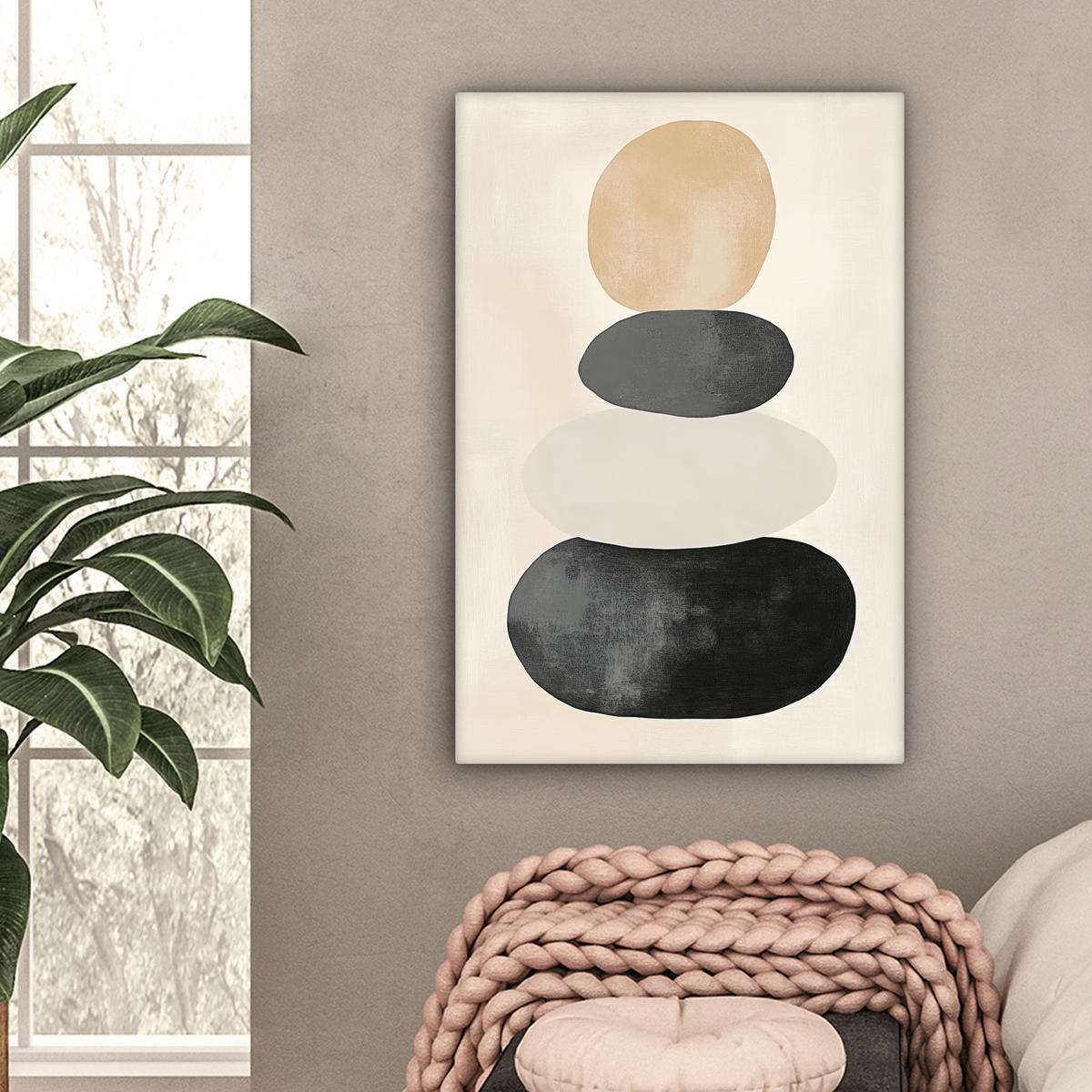 LEINWANDBILD Japandi - Wabi sabi - Beige 40x60 cm - Taupe, Textil (40/60cm) - MuchoWow