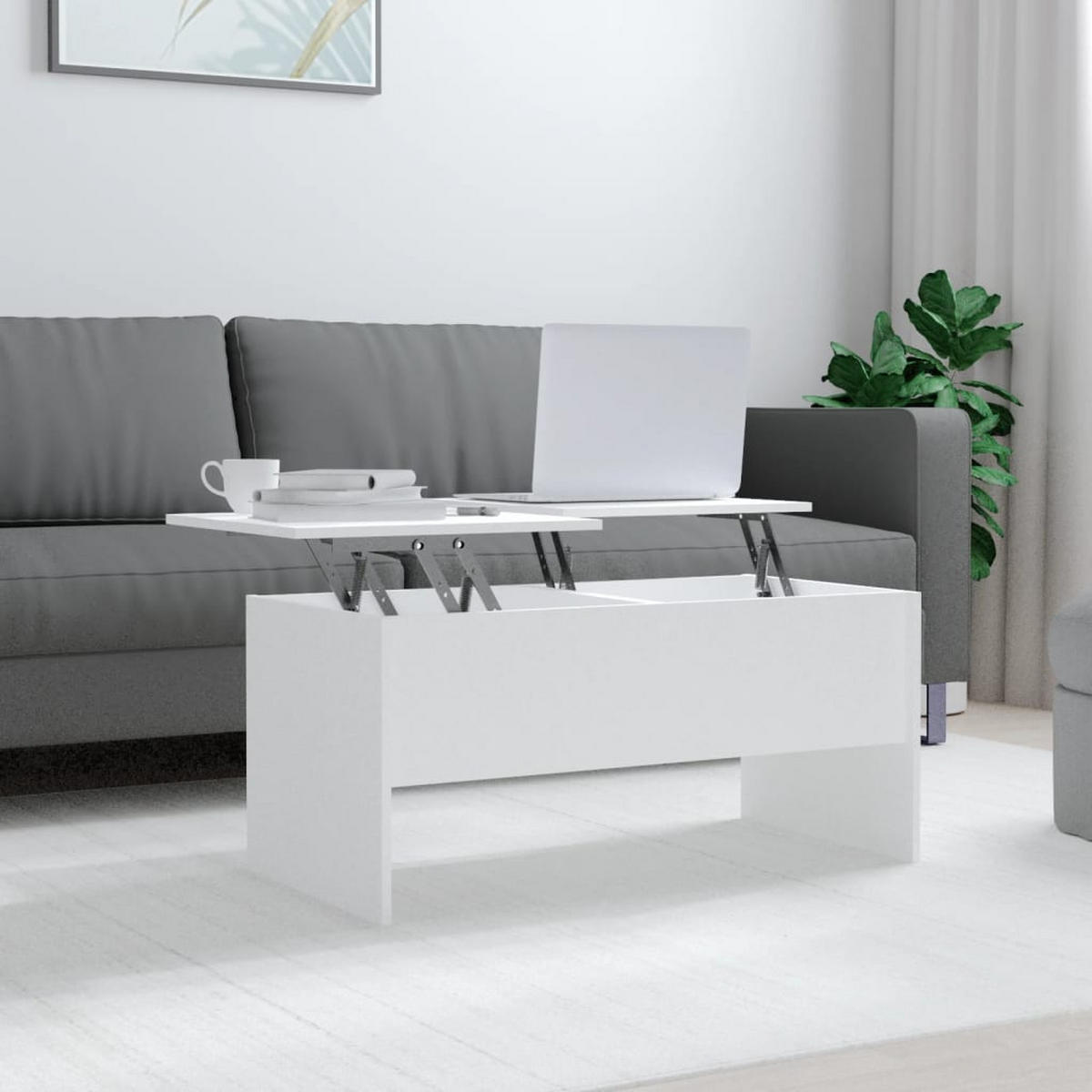 COUCHTISCH Weiß 102x50,5x46,5 cm Holzwerkstoff - Weiß, Holzwerkstoff (102/50.5/46.5cm) - furnicato