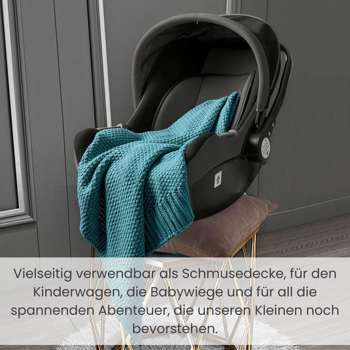SCHMUSEDECKE 2er Set Strick türkis 70/100 cm - Türkis, Textil (70/100cm) - wometo