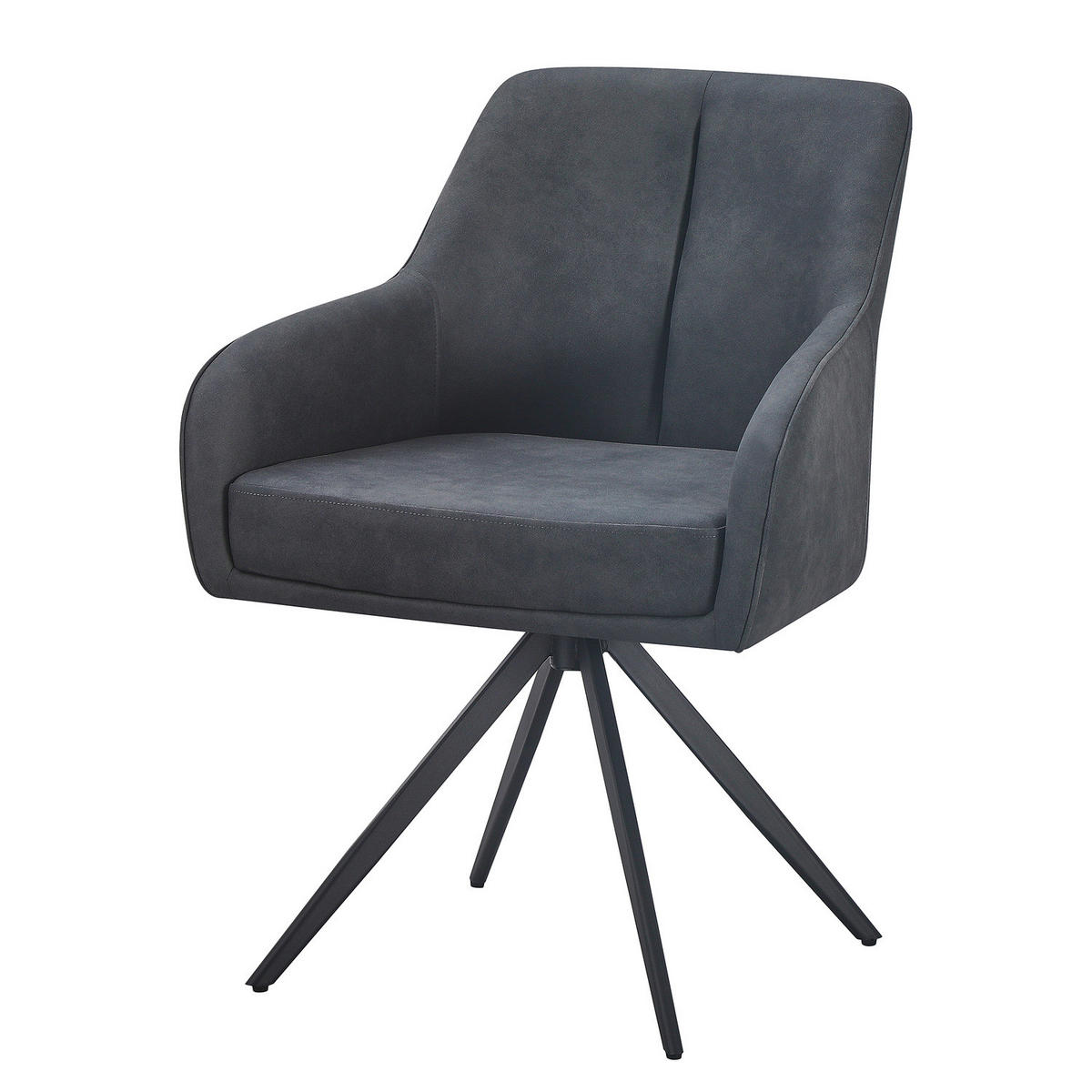 DREHBARER ARMLEHNENSTUHL - 2er-Set - Grau, Textil/Metall (62/83/62cm) - home24