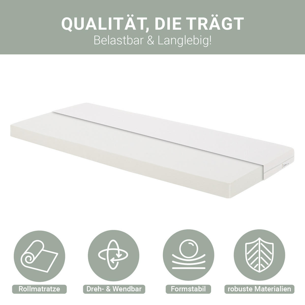 SCHAUMSTOFFMATRATZE mit H2 90/190/10 cm - Weiß, Textil (90/190cm) - Homestyle4u